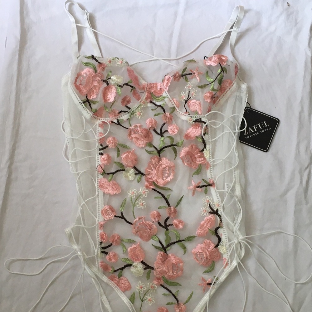 Embroidered lingerie bodysuit